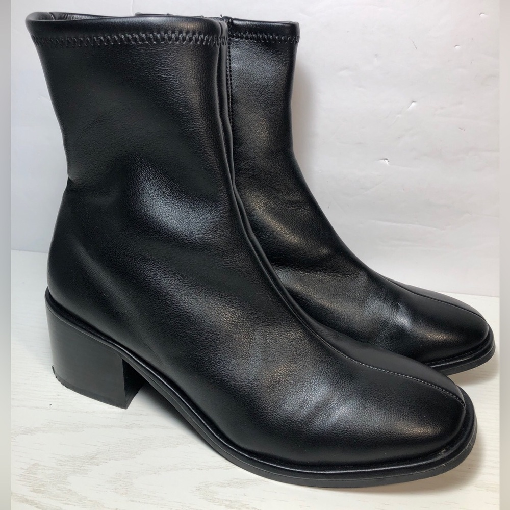 Steve Madden Black Ciara Block Heel Ankle Side Zip Boots Women's Size 9 M
